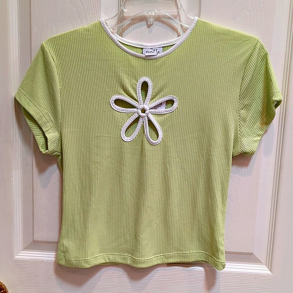 Rue21 Women's Short Sleeve Crop Top Lime Green Size Large NEW